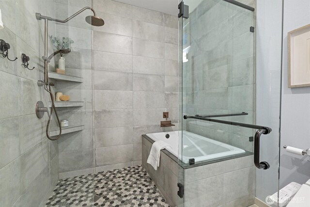 1218 NE 69th St, Seattle, WA 98115 - bathroom with a tile shower and a relaxing tiled tub