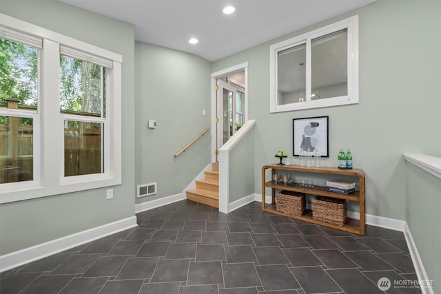 1218 NE 69th St, Seattle, WA 98115 - entryway with recessed lighting, baseboards, and stairway