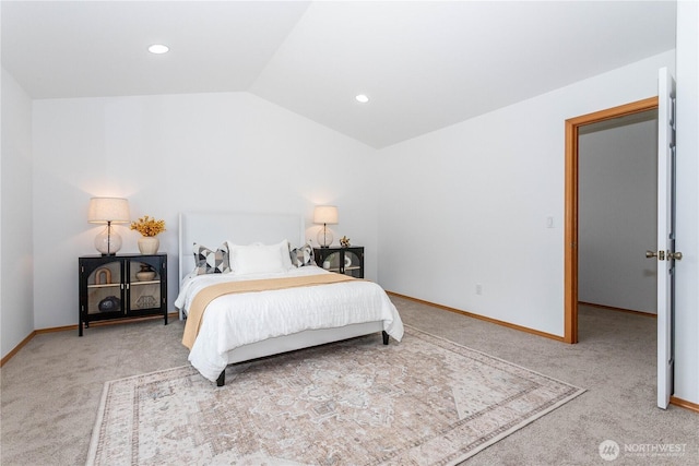 14808 26th Pl W Unit 2, Lynnwood, WA 98087 - bedroom with carpet flooring, vaulted ceiling, and recessed lighting