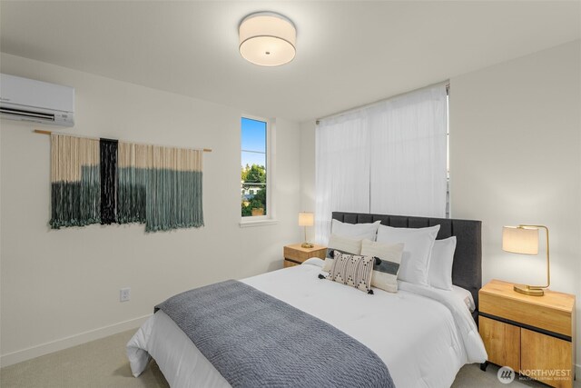 112F 2nd St S, Kirkland, WA 98033 - carpeted bedroom featuring a wall mounted AC and baseboards