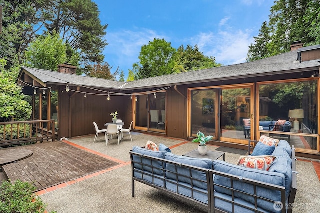 8509 NE 27th Pl, Clyde Hill, WA 98004 - view of patio / terrace with an outdoor living space, a deck, and outdoor dining space