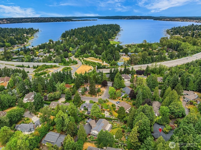 8509 NE 27th Pl, Clyde Hill, WA 98004 - aerial perspective of suburban area featuring a nearby body of water