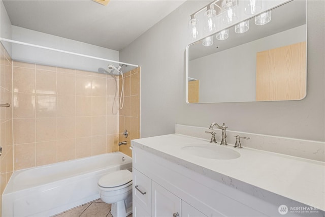 7453 Newcastle Golf Club Rd Unit B103, Newcastle, WA 98059 - bathroom with toilet, bathtub / shower combination, vanity, and tile patterned flooring