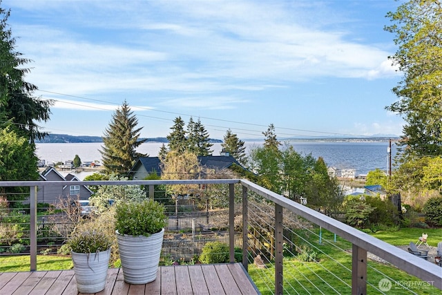 10301 NE Lafayette Ave, Bainbridge Island, WA 98110 - wooden terrace with a water view