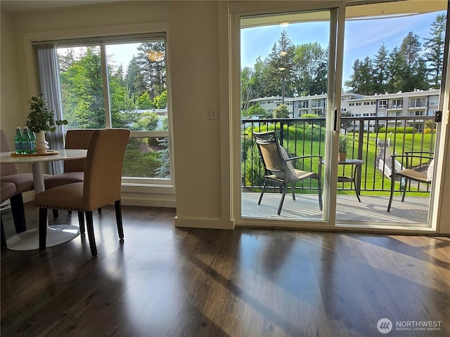 12700 NE 8th St Unit E308, Bellevue, WA 98005 - doorway to outside featuring dark wood finished floors and plenty of natural light