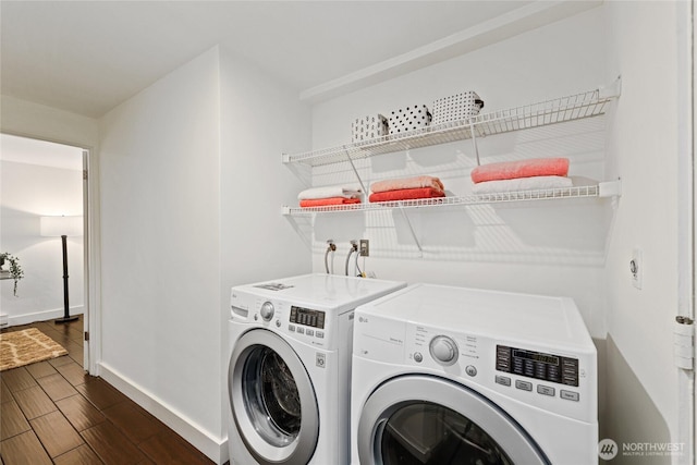 4618 3rd Ave NW, Seattle, WA 98107 - washroom with washer and dryer, wood tiled floors, and baseboards