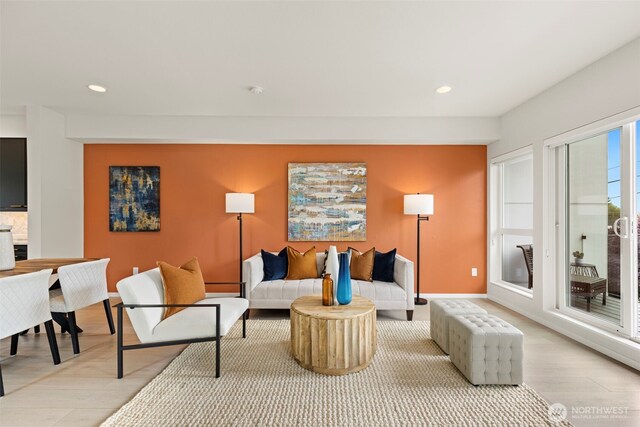 2014 E Pine St Unit A, Seattle, WA 98122 - living room featuring light wood-style flooring, recessed lighting, and baseboards