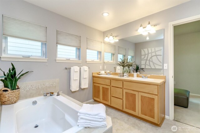1913 NE 32nd St, Renton, WA 98056 - bathroom with double vanity and a garden tub