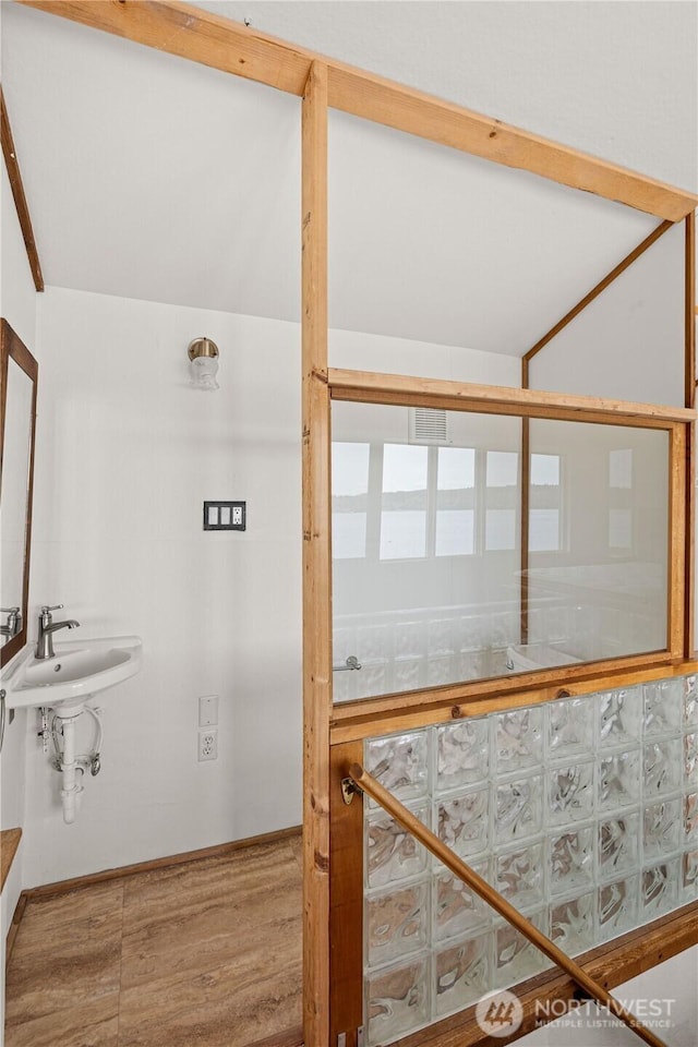 24186 Vashon Hwy SW, Vashon, WA 98070 - bathroom with wood finished floors and a sink