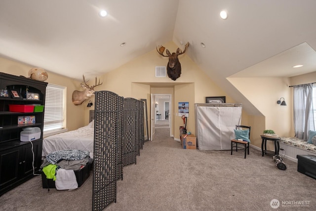 331 Viewmont Dr SE, Moses Lake, WA 98837 - bedroom with carpet floors, lofted ceiling, and baseboards