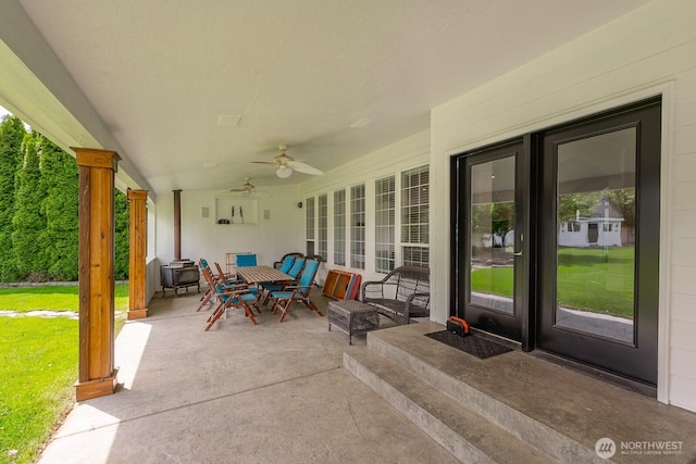 331 Viewmont Dr SE, Moses Lake, WA 98837 - view of patio with outdoor dining space and a ceiling fan