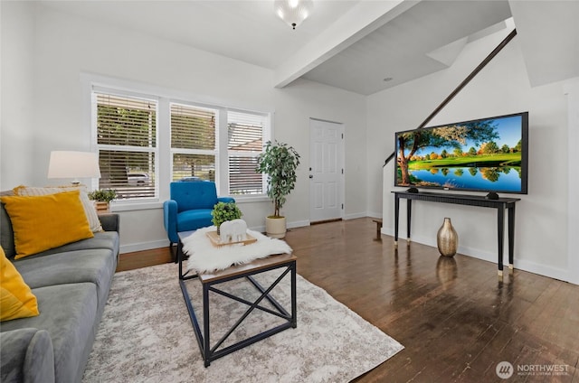 2409 Lombard Ave Unit C, Everett, WA 98201 - living area featuring wood finished floors, beam ceiling, and baseboards