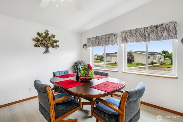 1701 E Burr Ave Unit 36, Moses Lake, WA 98837 - dining area with baseboards and ceiling fan