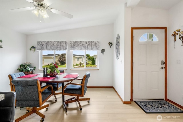 1701 E Burr Ave Unit 36, Moses Lake, WA 98837 - dining space with healthy amount of natural light, light wood-style flooring, and a ceiling fan
