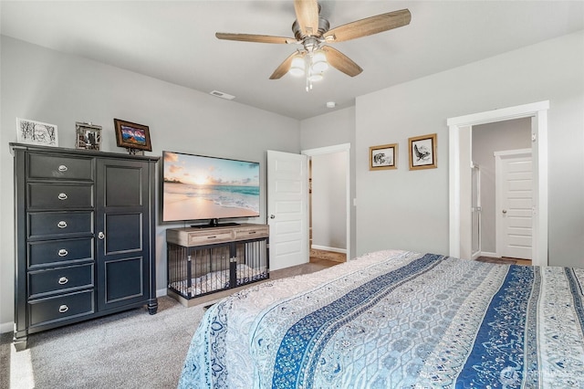 4737 W Owl St, Moses Lake, WA 98837 - bedroom featuring light carpet, baseboards, and ceiling fan