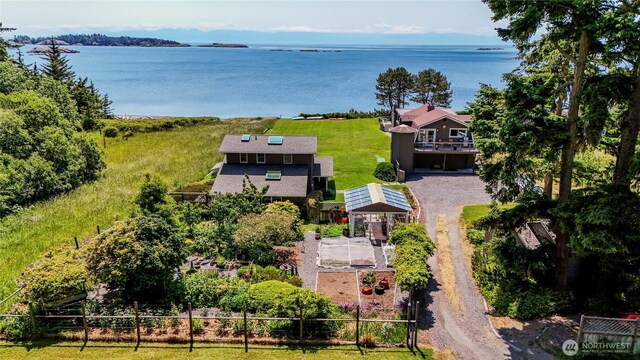 62 Wildwood Ln, Lopez Island, WA 98261 - view from above of property with a large body of water