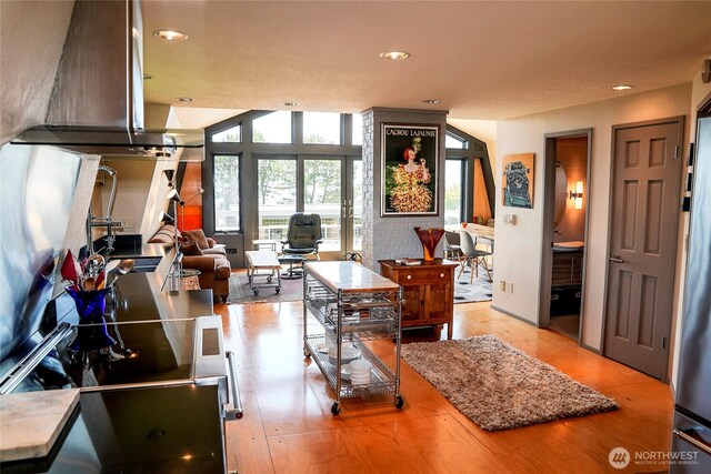 62 Wildwood Ln, Lopez Island, WA 98261 - kitchen with recessed lighting and light wood finished floors