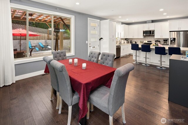 16422 76th Ave NE, Kenmore, WA 98028 - dining space with dark wood-type flooring and recessed lighting