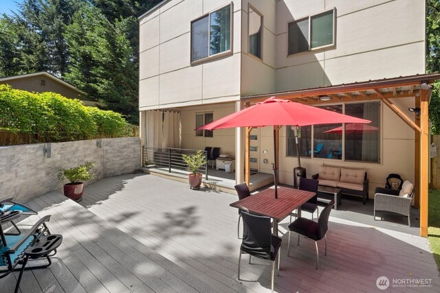 16422 76th Ave NE, Kenmore, WA 98028 - wooden deck with an outdoor living space