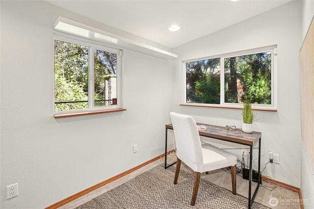 2942 222nd Pl SE, Sammamish, WA 98075 - office area with baseboards, recessed lighting, and lofted ceiling