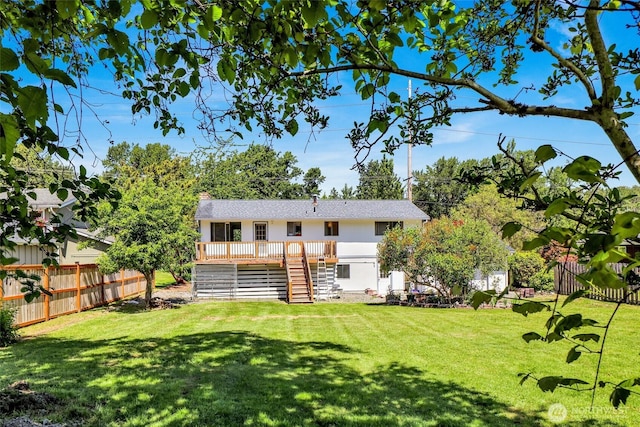 3125 Mcleod Rd, Bellingham, WA 98225 - rear view of property with stairs, stucco siding, and a deck