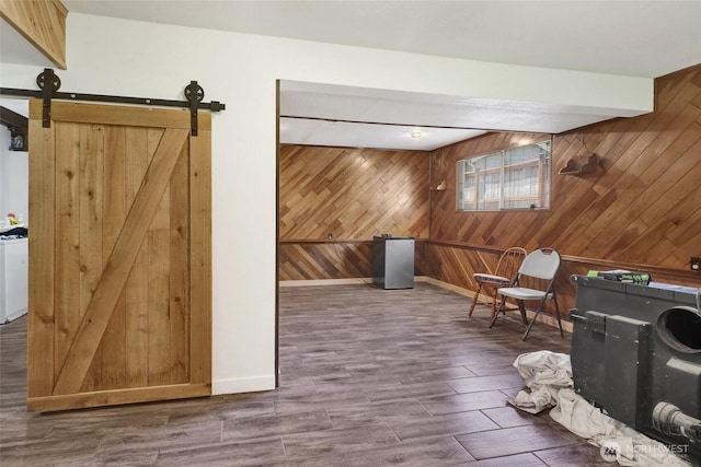 3125 Mcleod Rd, Bellingham, WA 98225 - playroom with wood walls, wood finished floors, baseboards, and beamed ceiling