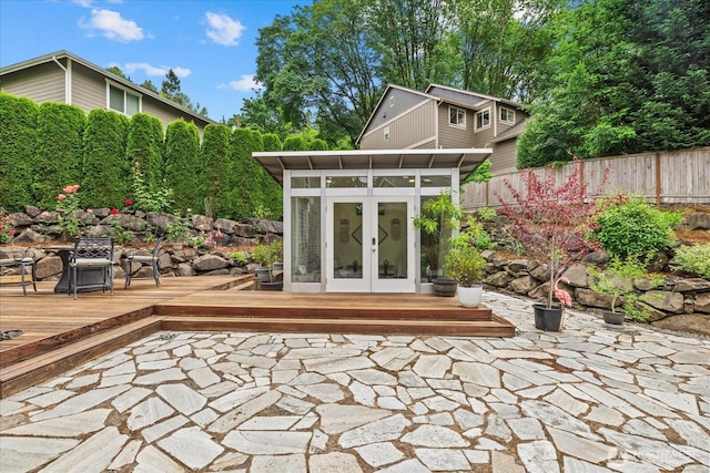 7320 111th Pl SE, Newcastle, WA 98056 - view of patio / terrace featuring a deck and french doors