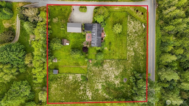 2957 Unick Rd, Ferndale, WA 98248 - aerial view of property and surrounding area with property boundaries highlighted