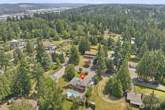 5208 S 380th St, Auburn, WA 98001 - aerial view of property and surrounding area featuring a heavily wooded area