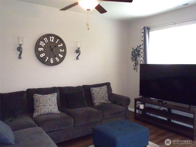 8727 E Gilman Ave, Arlington, WA 98223 - living area featuring ceiling fan and wood finished floors