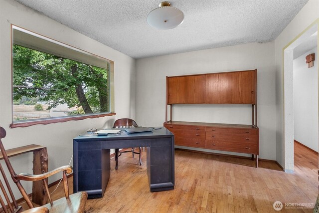9139 Burnett Rd SE, Yelm, WA 98597 - office featuring light wood finished floors and a textured ceiling