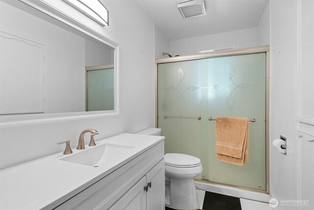 9139 Burnett Rd SE, Yelm, WA 98597 - bathroom featuring vanity and a stall shower