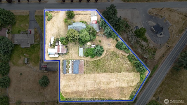 9139 Burnett Rd SE, Yelm, WA 98597 - aerial view of property and surrounding area with property parcel outlined