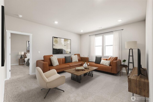 7402 281st Pl NW Unit 75, Stanwood, WA 98292 - carpeted living room featuring recessed lighting