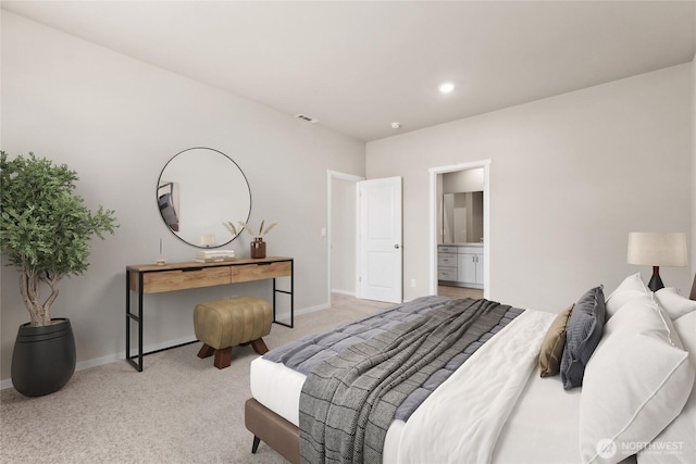 7402 281st Pl NW Unit 75, Stanwood, WA 98292 - bedroom featuring carpet flooring, ensuite bathroom, and recessed lighting