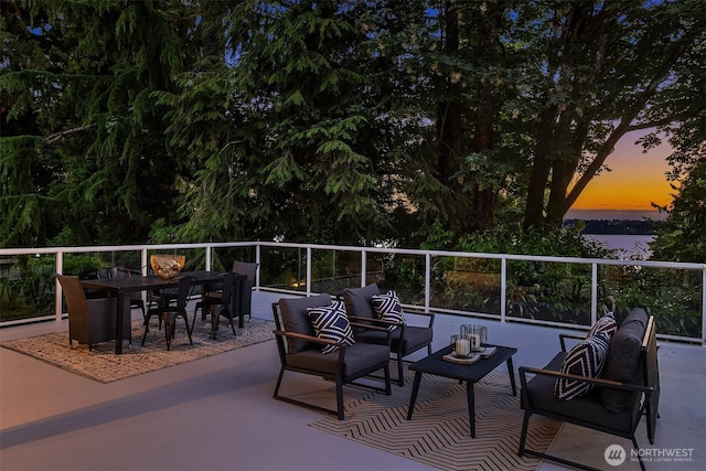6819 SE 32nd St, Mercer Island, WA 98040 - view of patio / terrace with outdoor dining area and a balcony