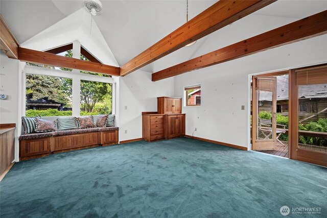 500 Wilson Ave, Bellingham, WA 98225 - unfurnished living room with carpet flooring and lofted ceiling