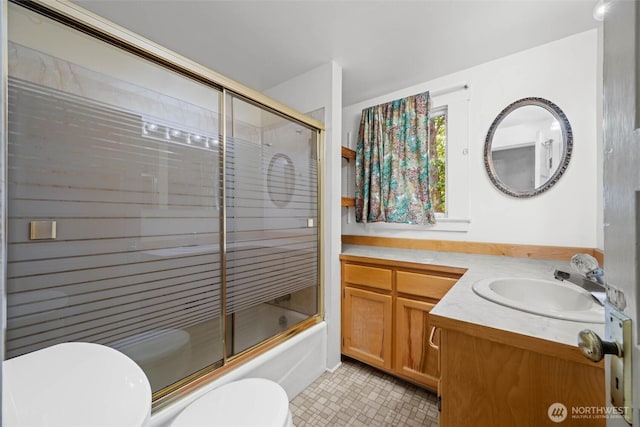 500 Wilson Ave, Bellingham, WA 98225 - full bathroom with vanity, shower / bath combination with glass door, and tile patterned floors