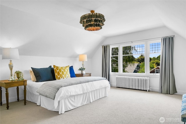 2008 Nob Hill Ave N, Seattle, WA 98119 - bedroom featuring radiator, carpet floors, lofted ceiling, and baseboards