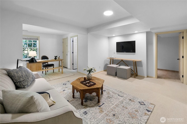 2020 Evergreen Point Rd, Medina, WA 98039 - carpeted living room with recessed lighting and baseboards