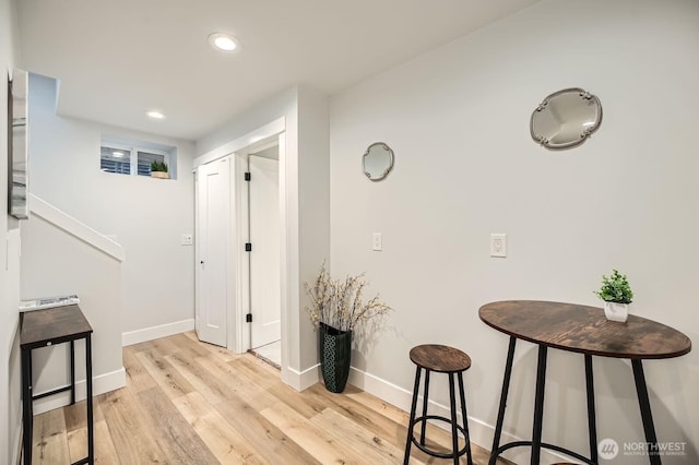 1808 S Raymond St, Seattle, WA 98108 - hallway featuring light wood-type flooring, baseboards, and recessed lighting