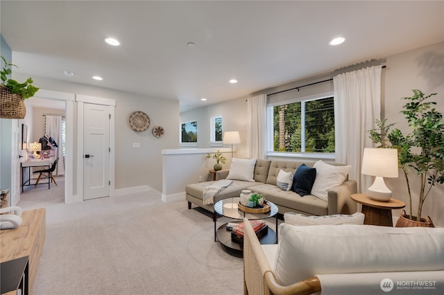 19124 Meridian Dr SE Unit Cw 04, Bothell, WA 98012 - living area featuring recessed lighting, light colored carpet, and baseboards