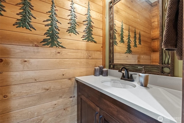 158 Big Pine Dr, Leavenworth, WA 98826 - bathroom featuring vanity and wooden walls