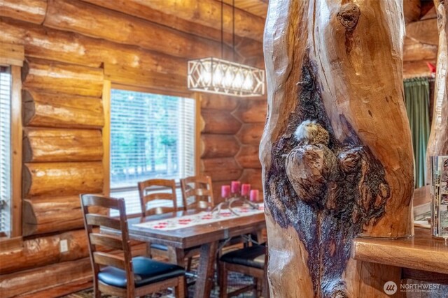 158 Big Pine Dr, Leavenworth, WA 98826 - dining area with log walls