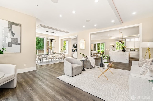 23036 35th Ave SE, Bothell, WA 98021 - living room with dark wood-style floors, baseboards, and recessed lighting