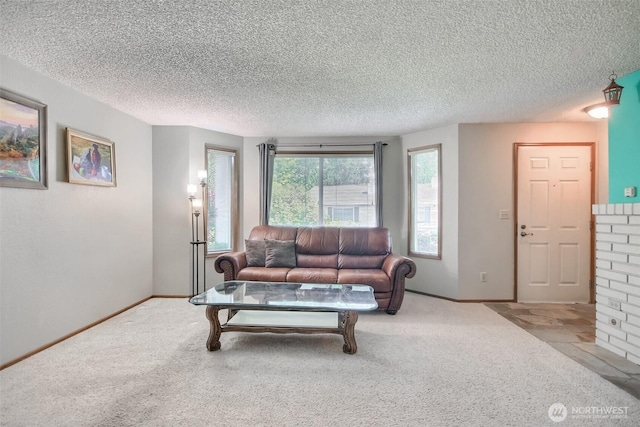 152 S 324th Pl Unit 65, Federal Way, WA 98003 - living area featuring carpet, a textured ceiling, and baseboards