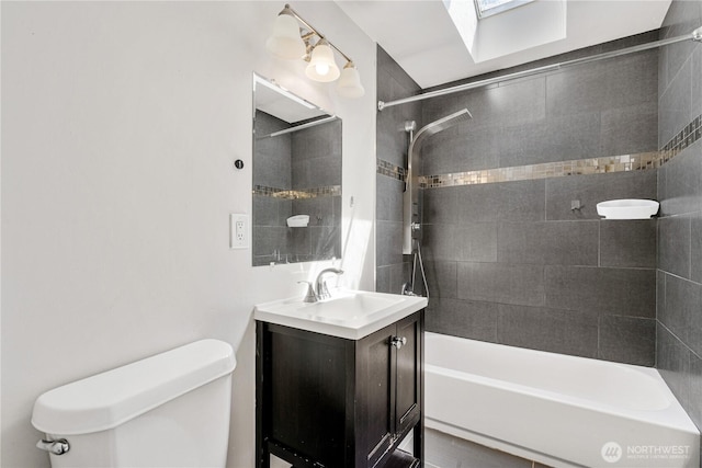 17004 11th Ave NE, Shoreline, WA 98155 - full bath featuring toilet, vanity, shower / tub combination, and a skylight