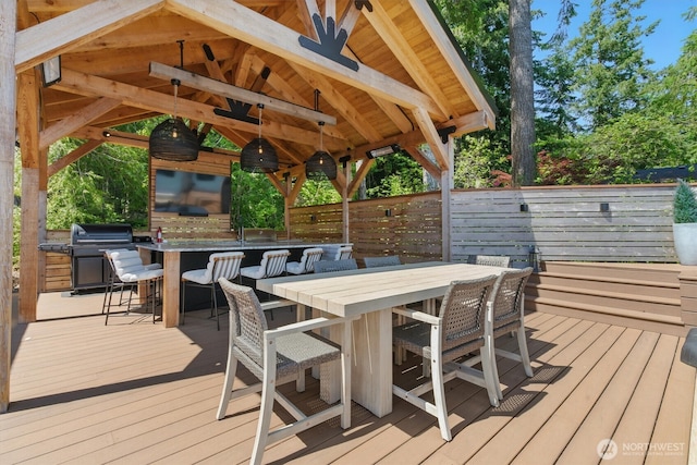 6570 E Grapeview Loop Rd, Allyn, WA 98524 - wooden terrace featuring a gazebo