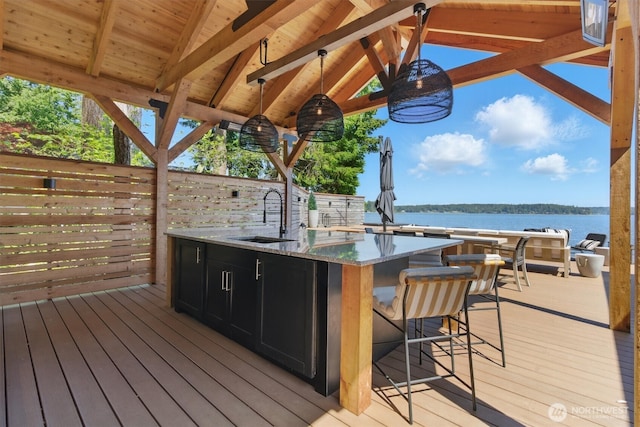 6570 E Grapeview Loop Rd, Allyn, WA 98524 - deck with a water view