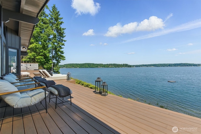 6570 E Grapeview Loop Rd, Allyn, WA 98524 - wooden terrace featuring a water view